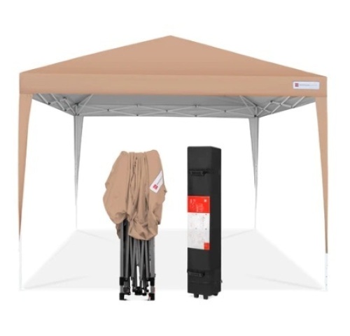 Outdoor Portable Pop Up Canopy Tent w/ Carrying Case, 10x10ft, Tan  - Lot 274
