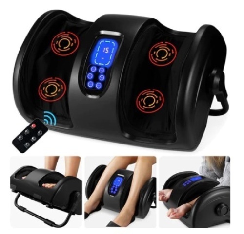 Reflexology Shiatsu Foot Massager w/ High-Intensity Rollers, Remote Control, Black - Lot 277