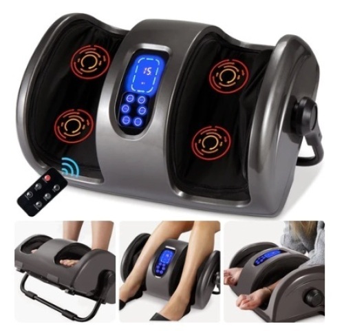 Reflexology Shiatsu Foot Massager w/ High-Intensity Rollers, Remote Control, Gray - Lot 278