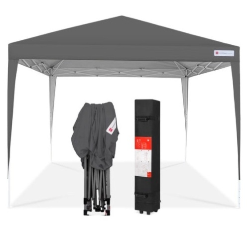 Outdoor Portable Pop Up Canopy Tent w/ Carrying Case, 10x10ft, Dark Gray - Lot 573