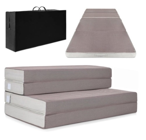 Folding Portable Mattress Topper w/ Plush Foam - 4in, Twin - Lot 579