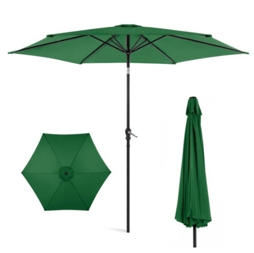 Outdoor Steel Market Patio Umbrella Decoration w/ Tilt, Crank Lift - 10ft, Green - Lot 583
