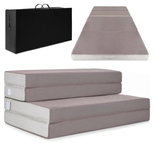 Folding Portable Mattress Topper w/ Plush Foam - 4in, Queen - Lot 596