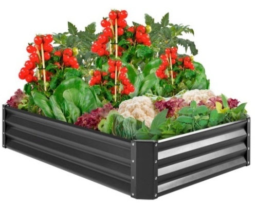Outdoor Metal Raised Garden Bed for Vegetables, Flowers, Herbs, Dark Gray - Lot 597