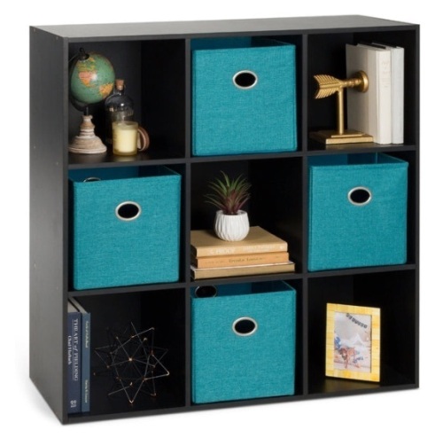 9-Cube Bookshelf Storage Display w/ 3 Removable Panels, Customizable Design - Lot 600