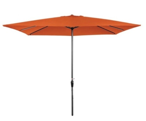 Rectangular Patio Umbrella w/ Easy Crank, UV-Resistant Fabric - 8x11ft, Orange - Lot 624