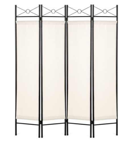 4-Panel Folding Privacy Screen Room Divider Decoration Accent, 6ft, White - Lot 627