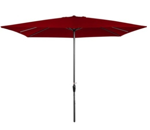 Rectangular Patio Umbrella w/ Easy Crank, UV-Resistant Fabric - 8x11ft, Red - Lot 632