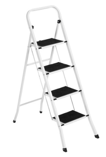Folding Steel 4-Step Ladder w/ Hand Rail, Wide Steps, 330lbs Capacity - Lot 634