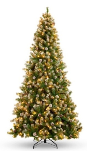 Pre-Lit Pre-Decorated Christmas Tree w/ Flocked Tips, Pine Cones, 6ft - Lot 644
