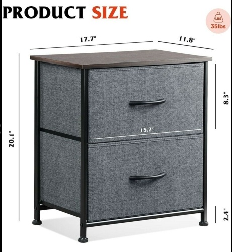 Wlive, Fabric, 2 Drawer Storage Cabinet, Like New, Retail - $29.99 - Lot 45