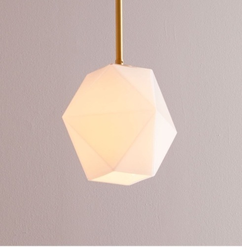 West Elm, Sculptural Glass Shade, Small faceted Milk, Like New, Retail - $139 - Lot 62