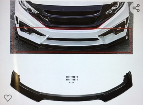 ECCPP, Gloss Black Front Bumper, Lip Spoiler, Fits 16-20 Honda Civic, Like New, Retail - $55.79 - Lot 79