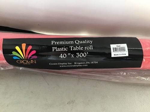 Crown Display, Plastic Table Roll, Red, New, Retail - $31.99 - Lot 81