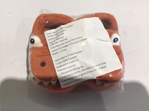Kids Fur-Lined Slippers, Size 2, T-Rex - Lot 254