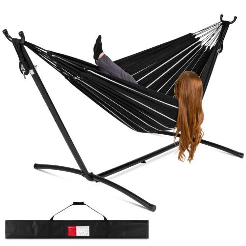 2-Person Brazilian-Style Double Hammock w/ Carrying Bag and Steel Stand - Lot 310
