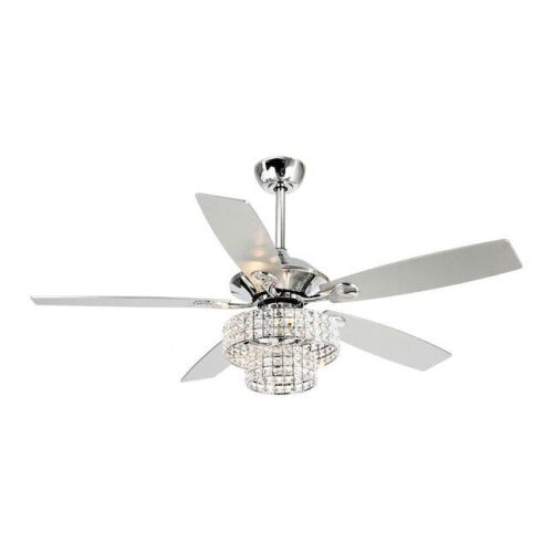 Parrot Uncle 52" Chrome LED Indoor Chandelier Ceiling Fan with Remote (5-Blade) - Lot 455