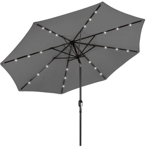 Solar LED Lighted Patio Umbrella w/ Tilt Adjustment, UV-Resistance - 10ft - Lot 501