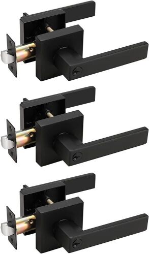 3 Pack-Entry Door Levers Combo Pack, Matte Black Lockset - Lot 536