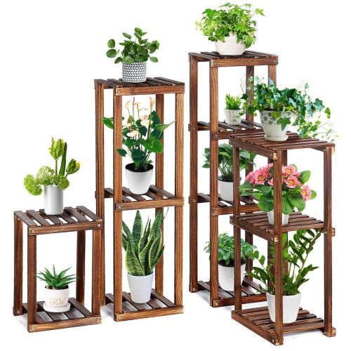 TOOCA Wood Plant Stand Indoor, 4-Piece-Set 16"/27"/35"/38" - Lot 539