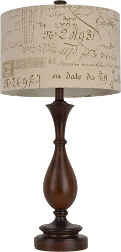 Décor Therapy 29.25" Script Table Lamp, Wood Tone Finish - Lot 559