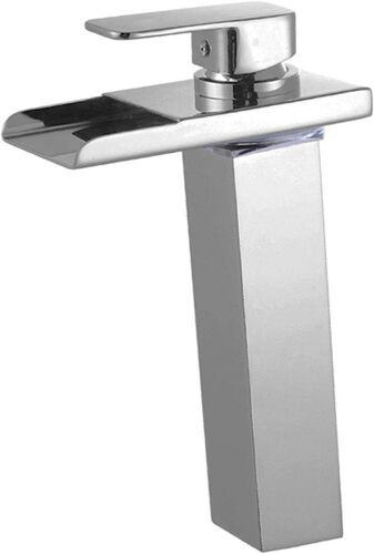 Wovier Chrome Waterfall Bathroom Sink Faucet with Supply Hoses and Plate - Lot 778