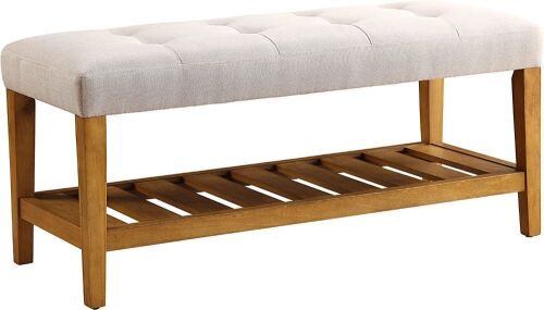 ACME Furniture Charla Bench, Light Gray & Oak - Lot 339