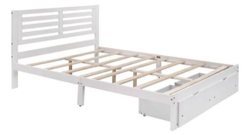 White Full Size Platform Bed with Drawers - Lot 429