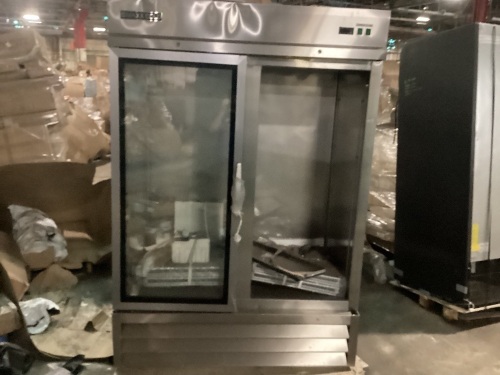 MXCR-49GDHC 53.9” Double Glass Door Reach-In Refrigerator, Bottom Mount, Stainless Steel - For Parts or Repair  - Lot 749