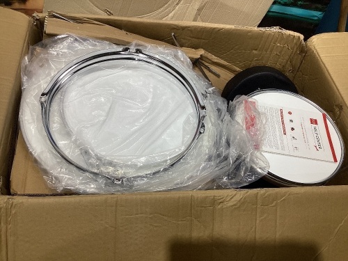 Kids Beginner All Wood Acoustic Drum Kit Starter Set w/ Stool, Drumsticks - Unknown if Complete - Lot 1094