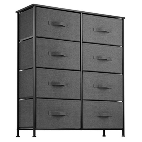 8 Drawer Dresser Organizer, Sturdy Steel Frame, Wood Top, Textured Print Drawers  - Lot 278