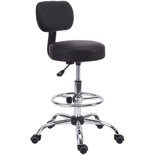KLASIKA Drafting Rolling Stool Chair with Back Support and Adjustable Foot Ring  - Lot 713