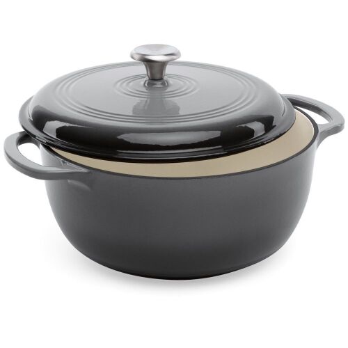 6qt Non-Stick Enamel Cast-Iron Dutch Oven Kitchen Cookware w/ Side Handles - Lot 1052