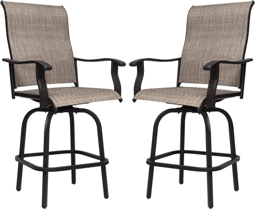 Outdoor Patio Swivel Bar Stools with Textilene Farbic, Set of 2   - Lot 963