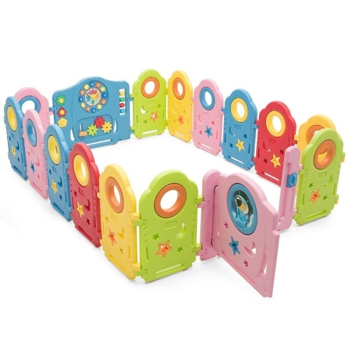16 Panel Activity Center Baby Playpen w/ Gate  - Lot 886