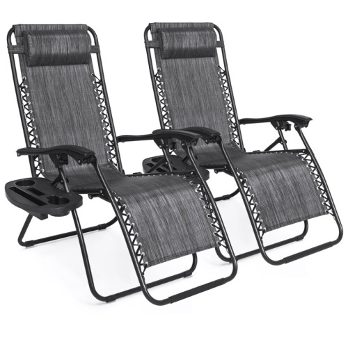 Set of 2 Adjustable Zero Gravity Patio Chair Recliners w/ Cup Holders  - Lot 481