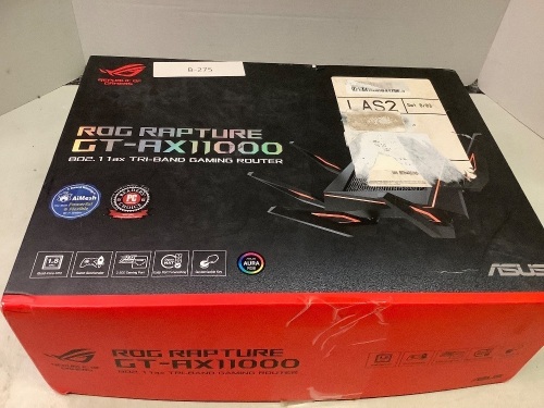 ROG Rapture GT-AX11000 Tri-Band Gaming Router, Untested, Appears New - Lot 16