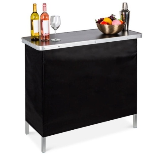 Portable Pop-Up Bar Table w/ Carrying Case, Removable Skirt, Appears New - Lot 136