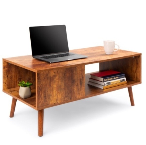 Wooden Mid-Century Modern Coffee Accent Table w/ Open Storage Shelf, Appears New  - Lot 146