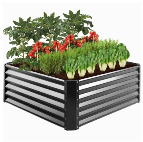 Outdoor Metal Raised Garden Bed for Vegetables, Flowers, Herbs - 4x4x1.5ft - Lot 148