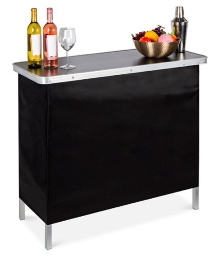 Portable Pop-Up Bar Table w/ Carrying Case, Removable Skirt, Appears New - Lot 162