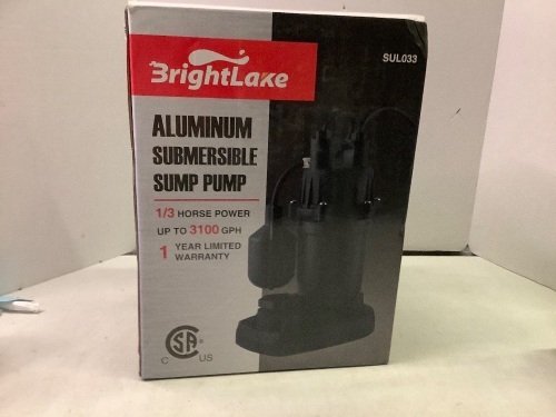 Brightlake Aluminum Submersible Sump Pump, Appears New - Lot 273