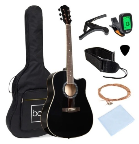 Full Size Beginner Acoustic Guitar Set with Case, Strap, Capo - 41in, Appears New - Lot 349