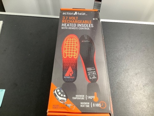 Action Heat 3.7 Volt Rechargeable Heated Insoles, Untested, Appears New - Lot 341