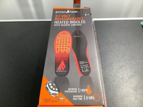 Action Heat 3.7 Volt Rechargeable Heated Insoles, Untested, Appears New - Lot 342