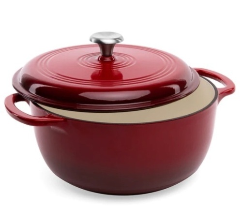 6qt Non-Stick Enamel Cast-Iron Dutch Oven Kitchen Cookware w/ Side Handles, Appears New - Lot 494