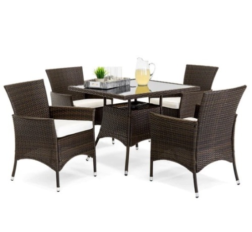 5-Piece Wicker Patio Dining Table Set w/ 4 Chairs, Appears New, Retail $399.99 - Lot 11