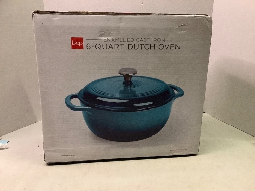 6 Quart Dutch oven, Enameled Cast Iron, Appears New - Lot 491