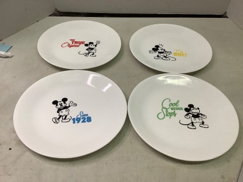 Set of 4 Corell Mickey Mouse Plates, Appears New - Lot 448