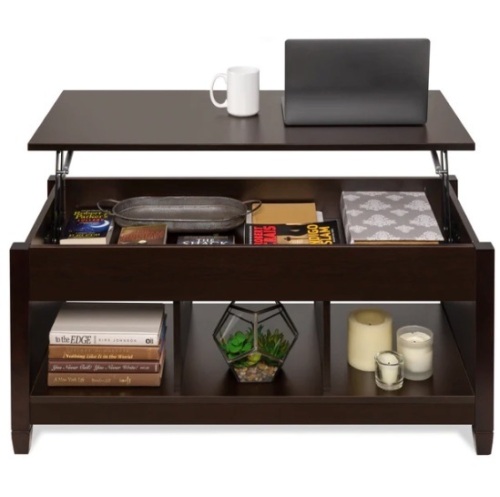 Multifunctional Lift Top Coffee Table w/ Hidden Storage, 3 Cubbies, Appears New, $129.99 - Lot 405